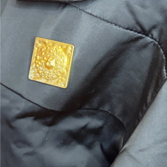 Schiaparelli Black Bomber Jacket with Gold  logo Accents. Sz L. New - Picture 8 of 15